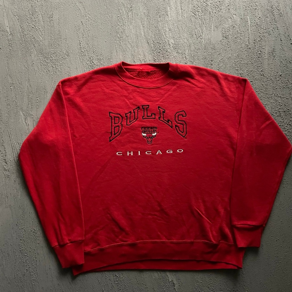 Vintage Chicago‎ Bulls  Sweatshirt Mens XL Red 90s NBA Logo Athletics
